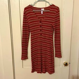 Red striped sweater dress